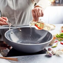 Demeyere AluPro 12" Ceramic Nonstick Flat Bottom Wok -Zwilling Shop 1008007 05