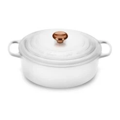 Le Creuset Signature Cast Iron 8-quart White Oval Dutch Oven With Copper Knob