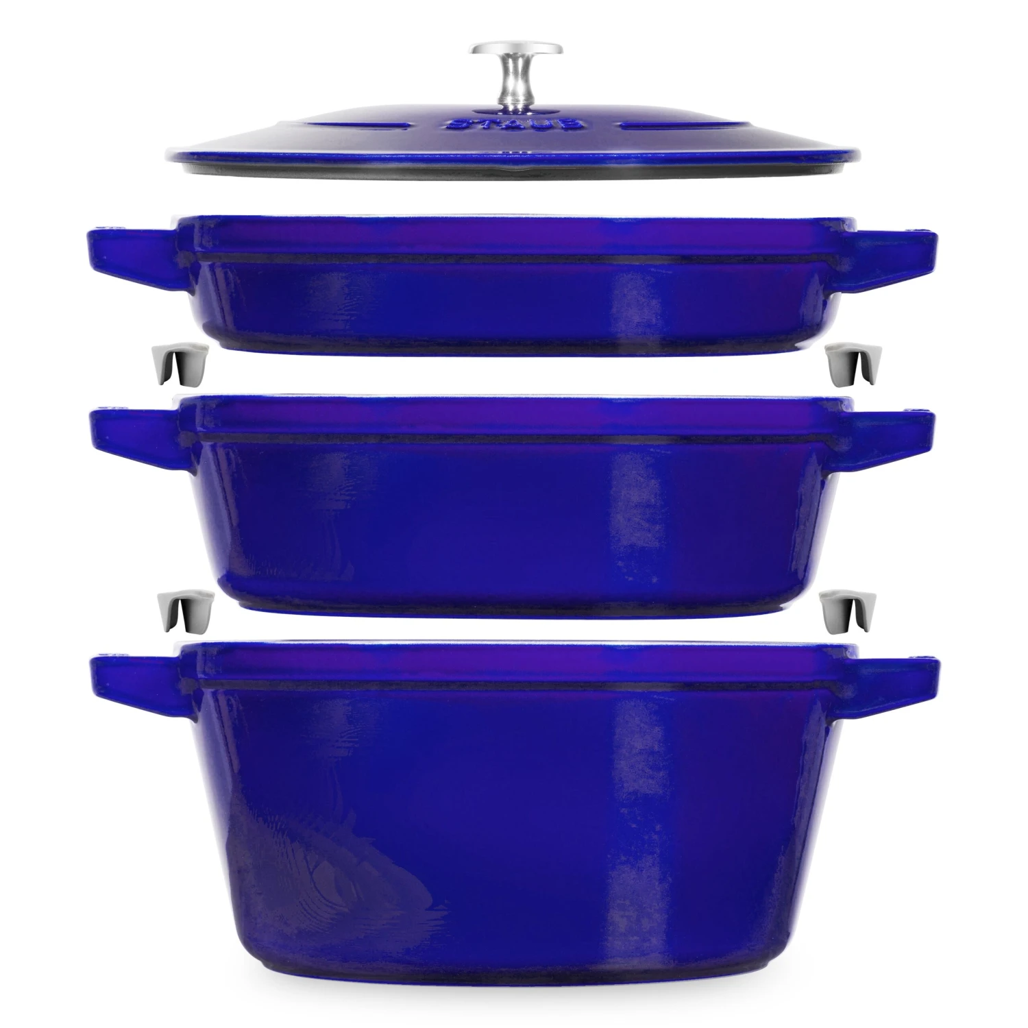 Staub 4 Piece Sapphire Blue Stackable Cast Iron Cookware Set 6 Staub 4 Piece Sapphire Blue Stackable Cast Iron Cookware Set - Image 4