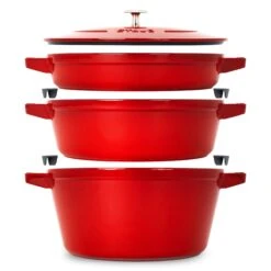 Staub 4 Piece Cherry Red Stackable Cast Iron Cookware Set -Zwilling Shop 2