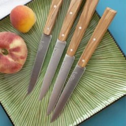 Opinel 4 Piece Olive Wood Handle Steak Knife Set -Zwilling Shop 31764