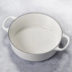 Le Creuset Signature Cast Iron 6.75-quart White Round Wide Dutch Oven With Copper Knob -Zwilling Shop 37457