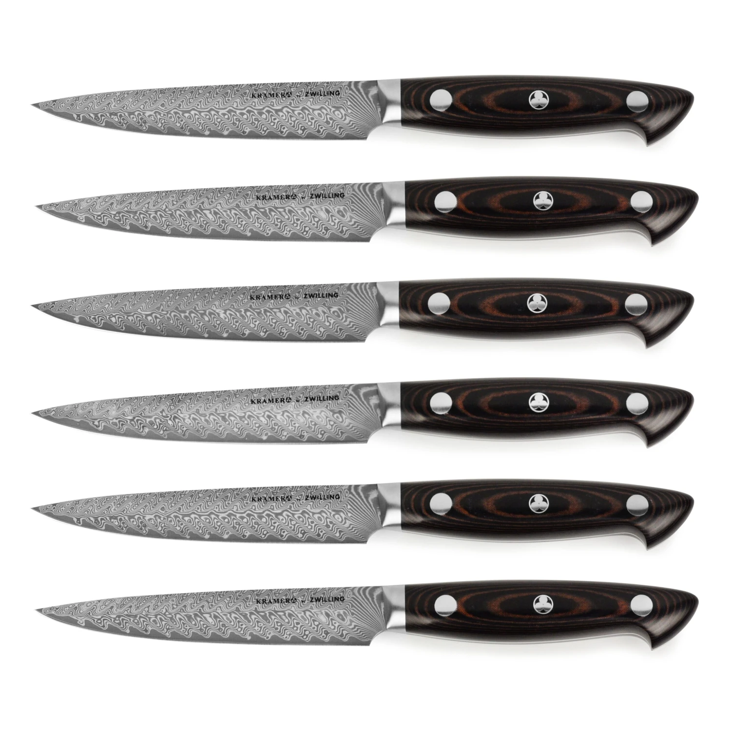 Kramer Stainless Damascus 6 Piece Steak Knife Set 6 Kramer Stainless Damascus 6 Piece Steak Knife Set - Image 4