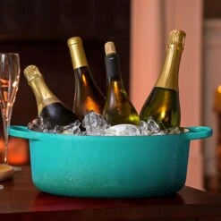 Le Creuset Signature Cast Iron 8-quart Caribbean Oval Dutch Oven With Copper Knob -Zwilling Shop 37683 1