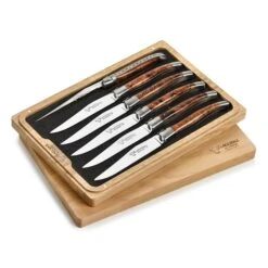 Laguiole En Aubrac 6 Piece Stainless Steel Steak Knife Set With Desert Iron Wood Burl Handles 15 Laguiole En Aubrac 6 Piece Stainless Steel Steak Knife Set With Desert Iron Wood Burl Handles -Zwilling Shop 38872
