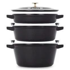 Staub 4 Piece Matte Black Stackable Cast Iron Cookware Set -Zwilling Shop 4 1