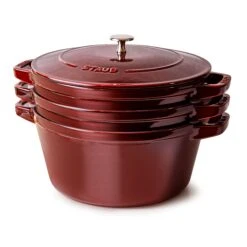 Staub 4 Piece Grenadine Stackable Cast Iron Cookware Set