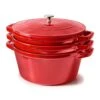 Staub 4 Piece Cherry Red Stackable Cast Iron Cookware Set -Zwilling Shop 40041