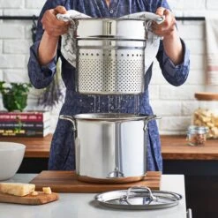 All-Clad D3 Stainless 7-quart Pasta Pentola Stock Pot With Insert -Zwilling Shop 40066