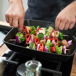 Staub 12" Matte Black Square Grill Pan -Zwilling Shop 40501 110 0 Lifestyle Image Product OS 750x750 3copy