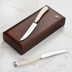 Wusthof Classic Ikon Creme 4 Piece Steak Knife Set With Wood Case -Zwilling Shop 41034