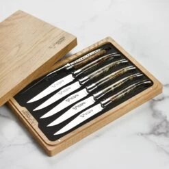 Laguiole En Aubrac 6 Piece Stainless Steel Steak Knife Set With Black Poplar Burl Wood Handles 11 Laguiole En Aubrac 6 Piece Stainless Steel Steak Knife Set With Black Poplar Burl Wood Handles -Zwilling Shop 42837