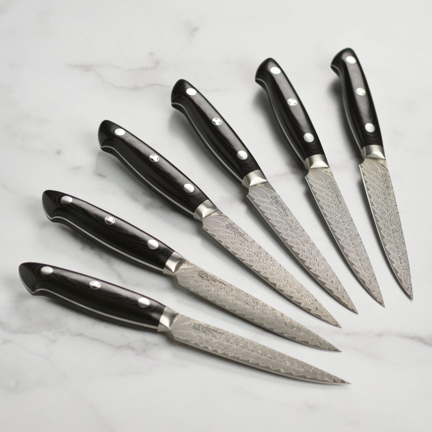 Kramer Stainless Damascus 6 Piece Steak Knife Set 3 Kramer Stainless Damascus 6 Piece Steak Knife Set