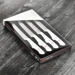 Wusthof Gourmet 4 Piece Steak Knife Set With White Handles -Zwilling Shop 44082