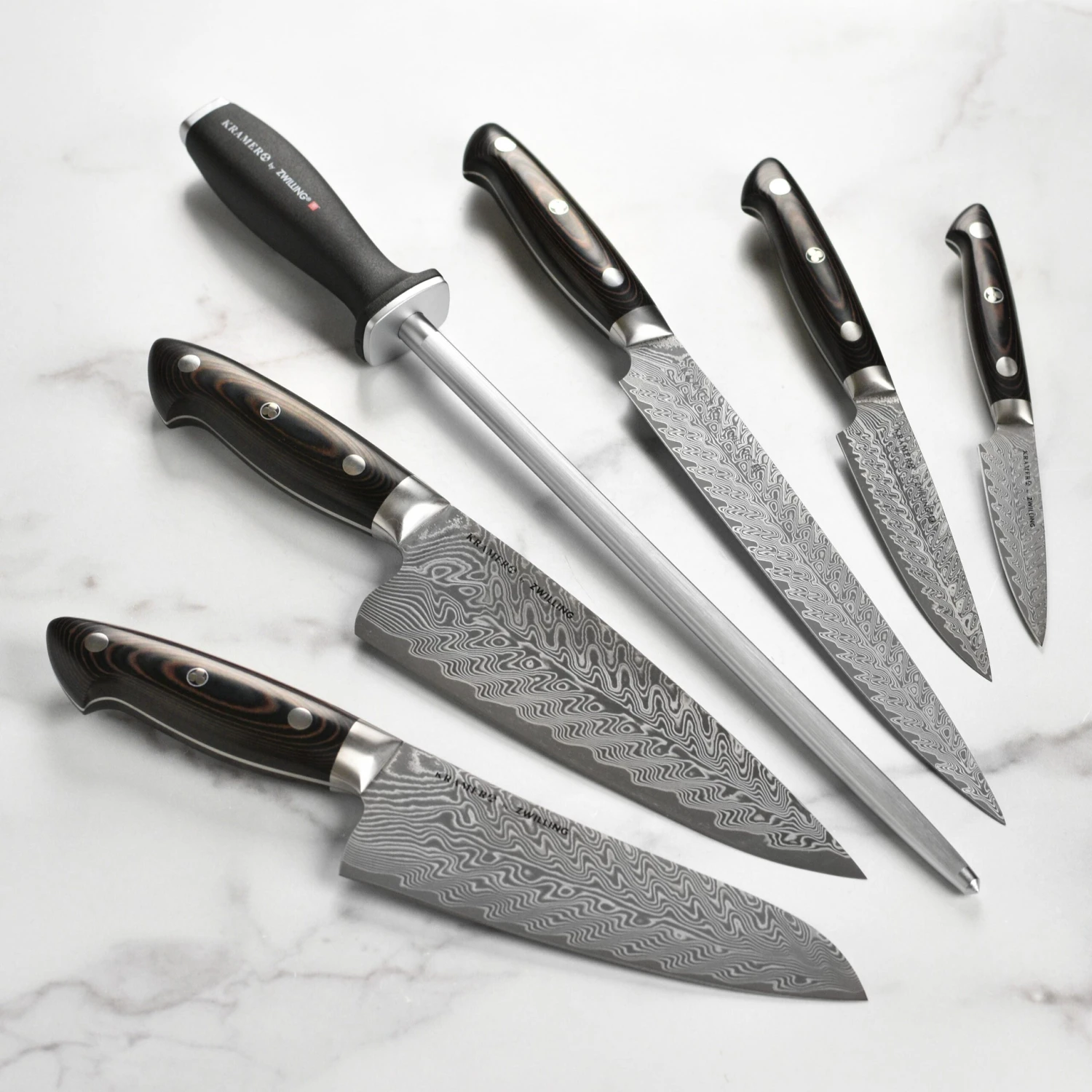 Kramer Stainless Damascus 7 Piece Magnetic Easel Knife Block Set 4 Kramer Stainless Damascus 7 Piece Magnetic Easel Knife Block Set - Image 2