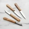 Opinel 4 Piece Stainless Steel Paring & Peeling Set With Olive Wood Handles