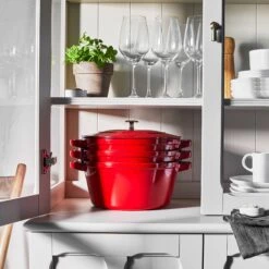 Staub 4 Piece Cherry Red Stackable Cast Iron Cookware Set -Zwilling Shop 52299