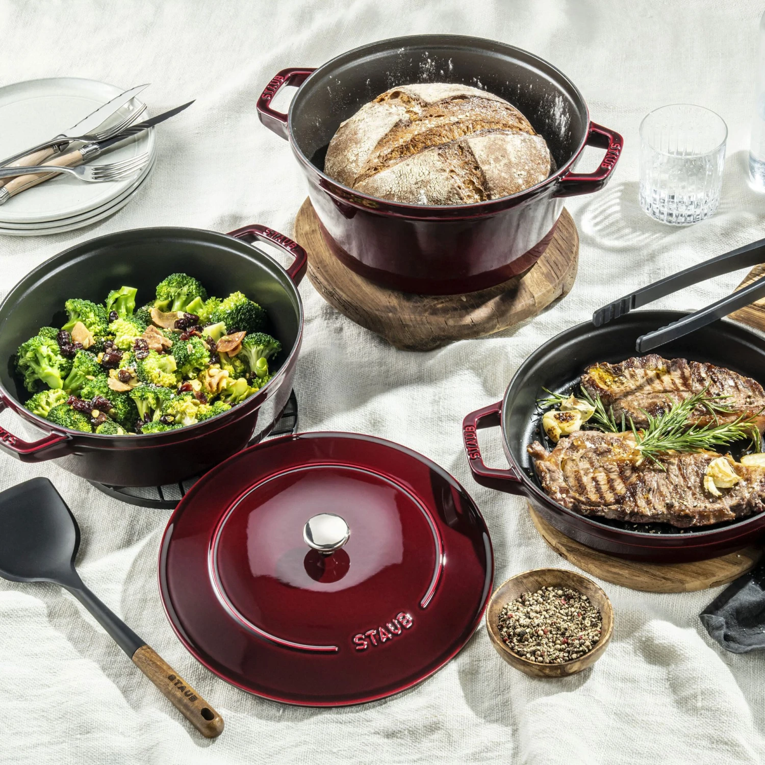 Staub 4 Piece Grenadine Stackable Cast Iron Cookware Set 8 Staub 4 Piece Grenadine Stackable Cast Iron Cookware Set - Image 6