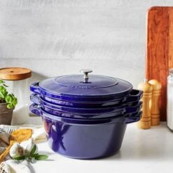 Staub 4 Piece Sapphire Blue Stackable Cast Iron Cookware Set 11 Staub 4 Piece Sapphire Blue Stackable Cast Iron Cookware Set -Zwilling Shop 52321
