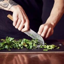 Victorinox Swiss Modern Wood 7" Hollow Edge Santoku Knife -Zwilling Shop 54337