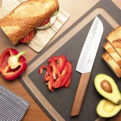 Victorinox Swiss Modern Wood 7" Hollow Edge Santoku Knife -Zwilling Shop 54338