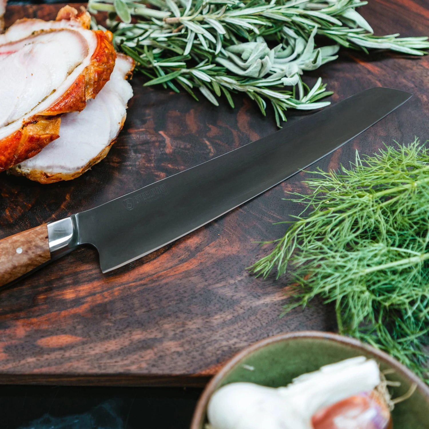 Steelport Carbon Steel 10" Slicing Knife With Oregon Maple Magnetic Sheath 9 Steelport Carbon Steel 10" Slicing Knife With Oregon Maple Magnetic Sheath - Image 7