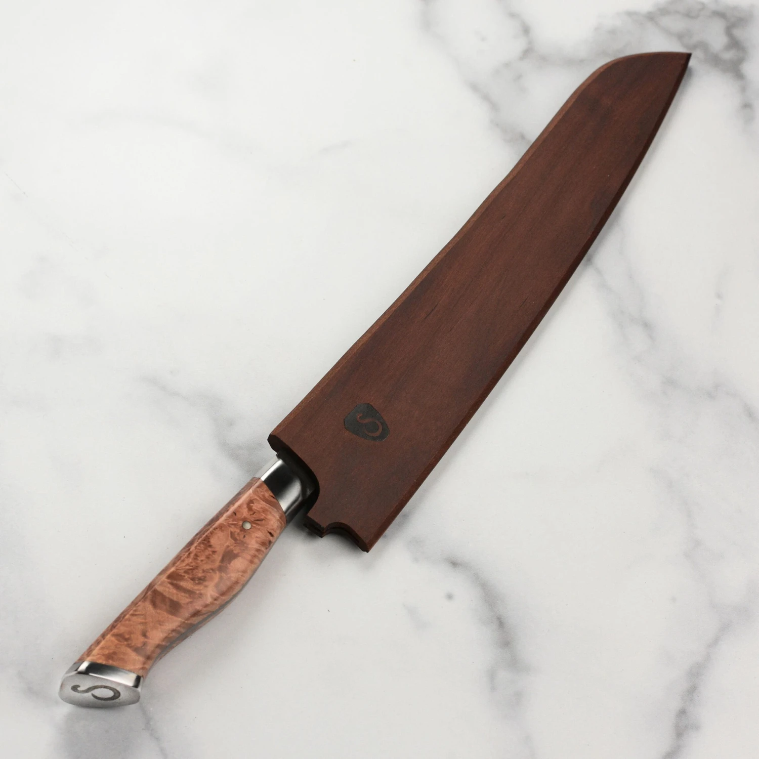 Steelport Carbon Steel 10" Slicing Knife With Oregon Maple Magnetic Sheath 6 Steelport Carbon Steel 10" Slicing Knife With Oregon Maple Magnetic Sheath - Image 4