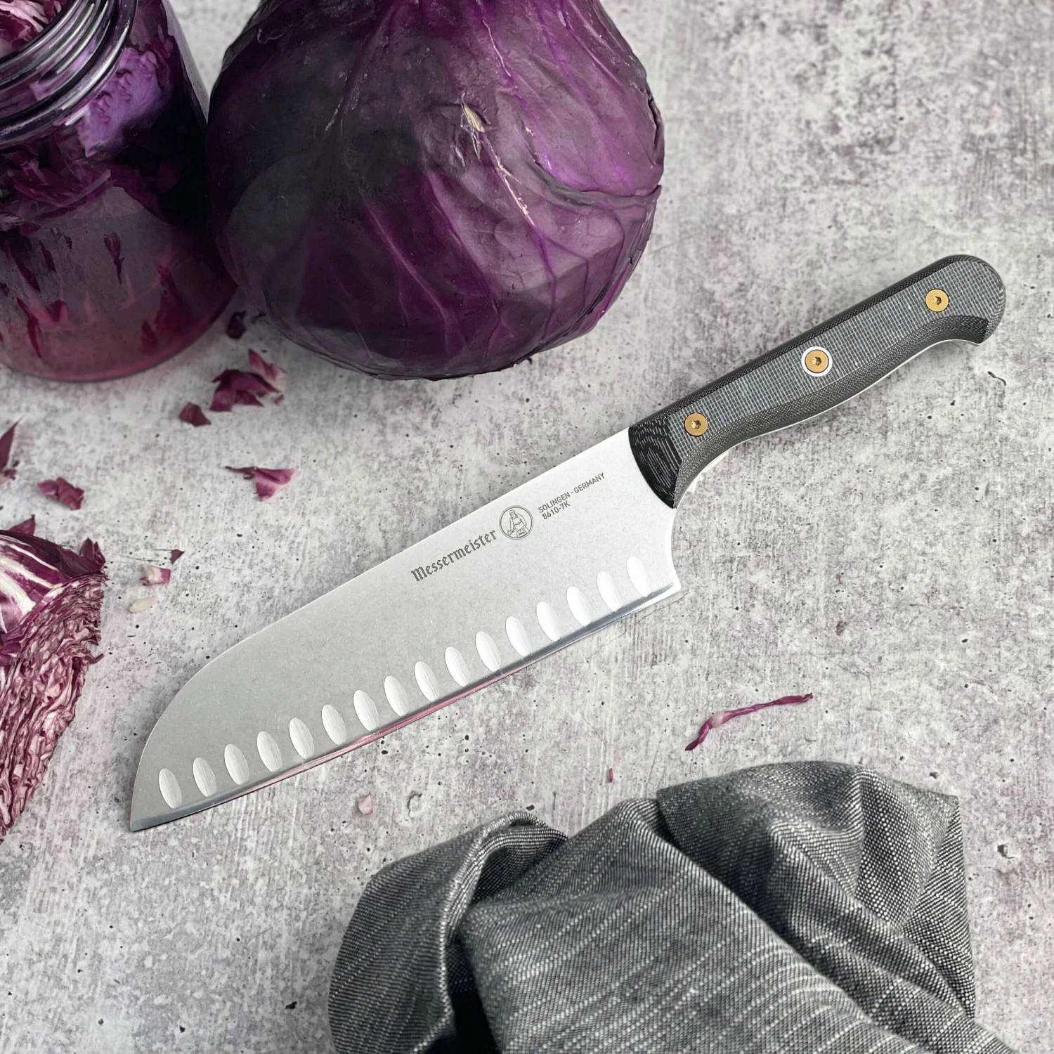 Messermeister Custom Micarta 7" Hollow Edge Santoku Knife 9 Messermeister Custom Micarta 7" Hollow Edge Santoku Knife - Image 7