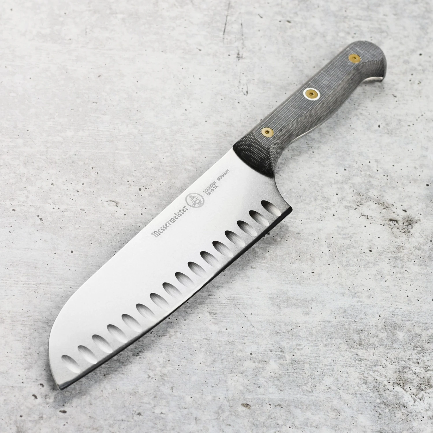 Messermeister Custom Micarta 7" Hollow Edge Santoku Knife 3 Messermeister Custom Micarta 7" Hollow Edge Santoku Knife
