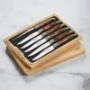 Laguiole En Aubrac 6 Piece Stainless Steel Steak Knife Set With Desert Iron Wood Burl Handles