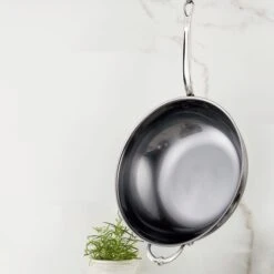 Hestan NanoBond 14" Titanium Stainless Steel Chef's Pan -Zwilling Shop 60042 HES HN1 NanoBond 14InchChefsPan Titanium 3 HestanAdvantage 4xHarder 300