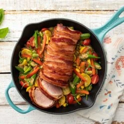 Le Creuset Signature Cast Iron 10.25" Caribbean Skillet -Zwilling Shop Carribean Bacon wrapped pork loin 9 41f54911 fc9b 4cab b492 2bcf2cf00421