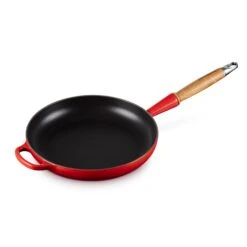 Le Creuset Cast Iron 10.25" Cerise Fry Pan With Wood Handle