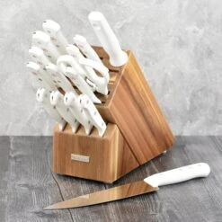 Wusthof Gourmet 16 Piece Acacia Knife Block Set With White Handles -Zwilling Shop DSC 0005