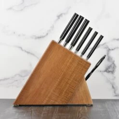 Tojiro Classic Damascus 8 Piece Acacia Slim Knife Block Set -Zwilling Shop DSC 0082