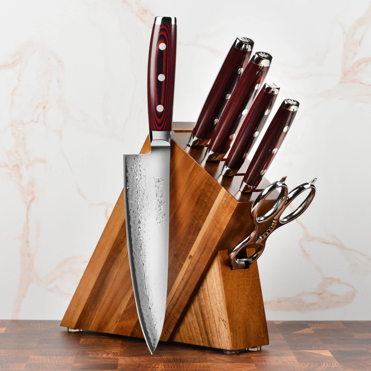 Yaxell Super Gou SG2 7 Piece Acacia Slim Knife Block Set 3 Yaxell Super Gou SG2 7 Piece Acacia Slim Knife Block Set