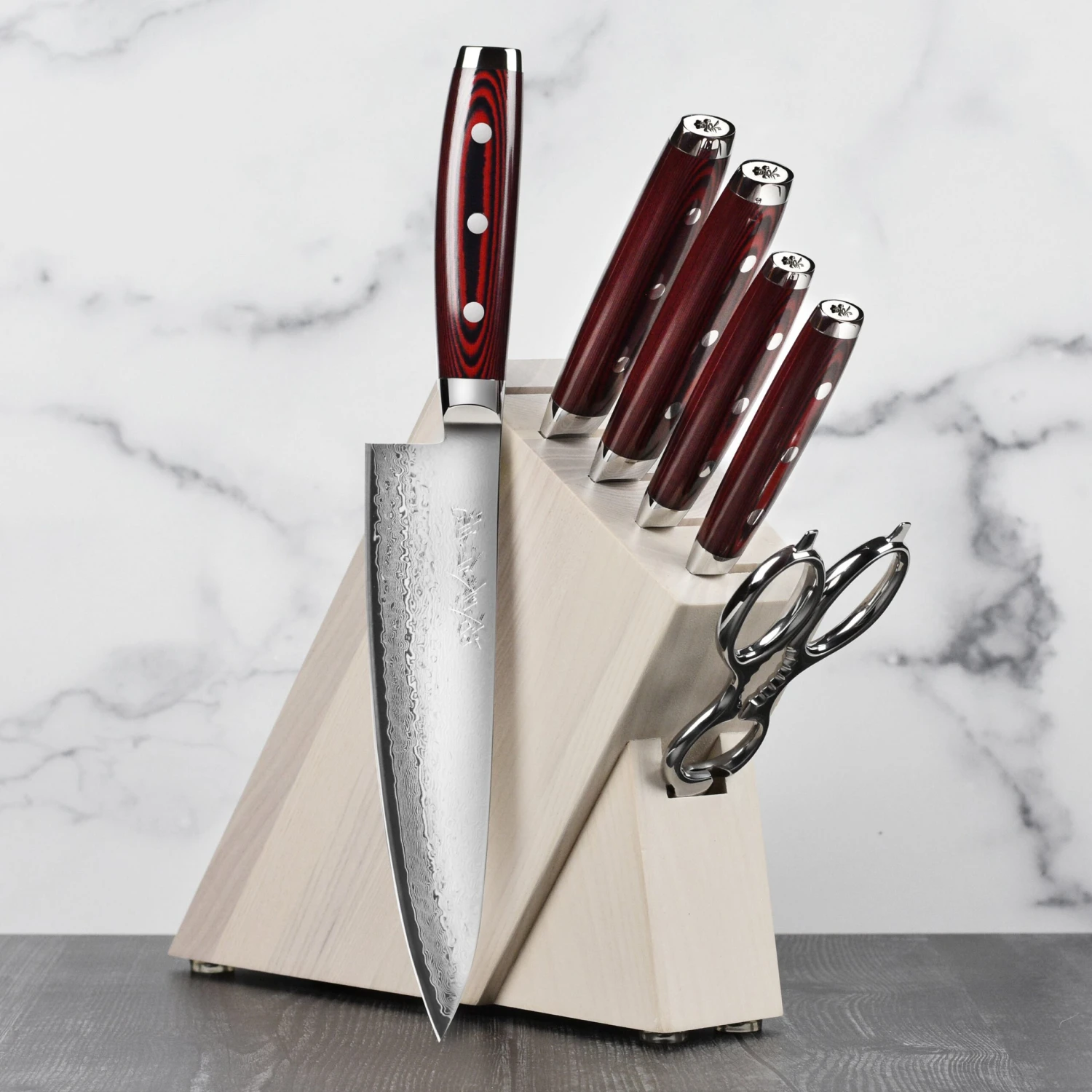 Yaxell Super Gou SG2 7 Piece Gray Ash Slim Knife Block Set 3 Yaxell Super Gou SG2 7 Piece Gray Ash Slim Knife Block Set