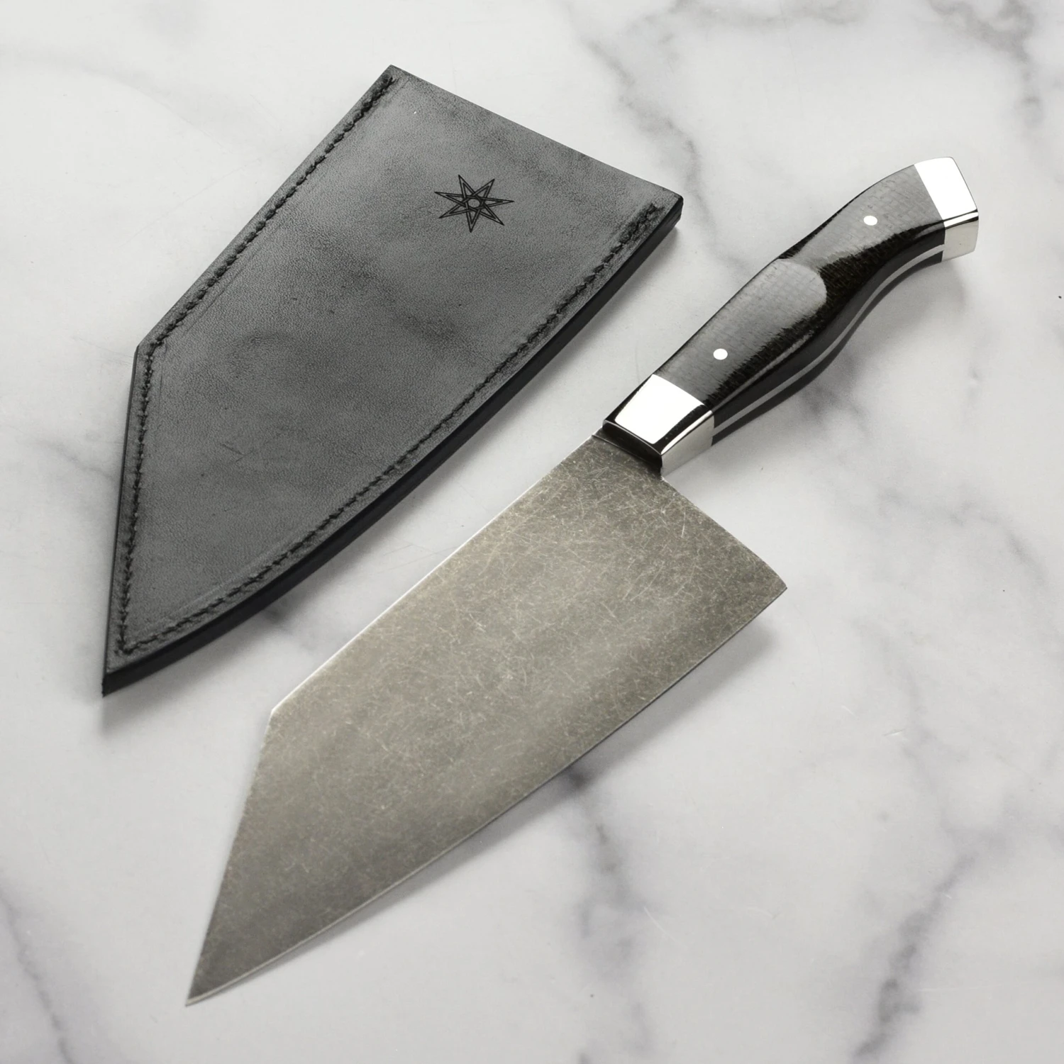 Town Cutler Carbon Pommel 7.5" Chopper With Leather Sheath 3 Town Cutler Carbon Pommel 7.5" Chopper With Leather Sheath