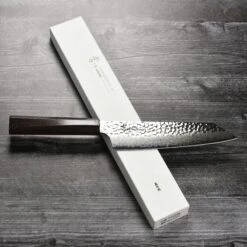 Takayuki Tsuchime Damascus 7.5" Kiritsuke Gyuto With Ebony Handle -Zwilling Shop DSC 1004