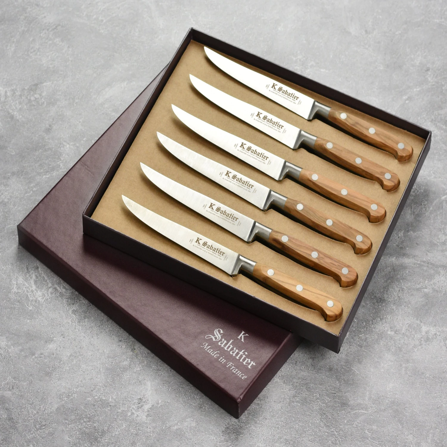 K Sabatier Olive Wood 6 Piece Steak Knife Set 4 K Sabatier Olive Wood 6 Piece Steak Knife Set - Image 2