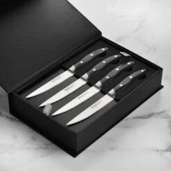 Henckels 8 Piece Forged Serrated Steak Knife Set With Gift Box, Black Handles -Zwilling Shop DSC 1298 1