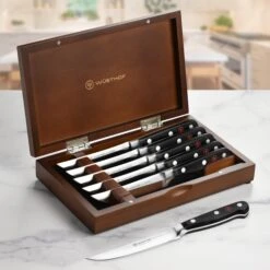 Wusthof Classic 6 Piece Steak Knife Set With Wood Case