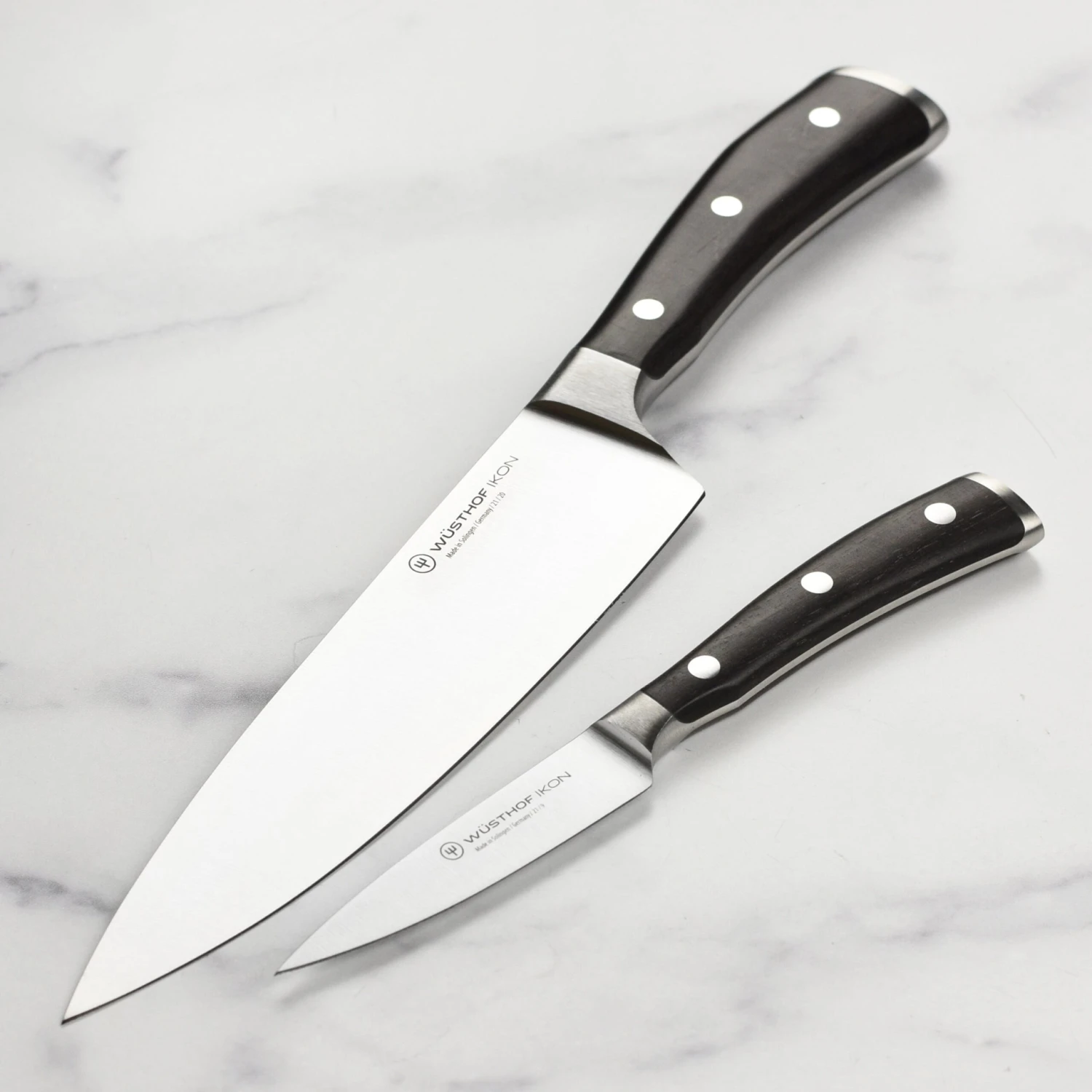 Wusthof Ikon Blackwood 2 Piece Chef's & Paring Knife Set 3 Wusthof Ikon Blackwood 2 Piece Chef's & Paring Knife Set