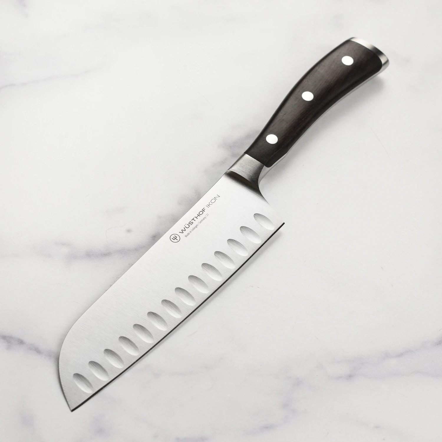 Wusthof Ikon Blackwood 7" Hollow Edge Santoku Knife 3 Wusthof Ikon Blackwood 7" Hollow Edge Santoku Knife