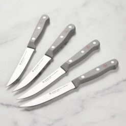 Wusthof Gourmet 4 Piece Steak Knife Set With Grey Handles