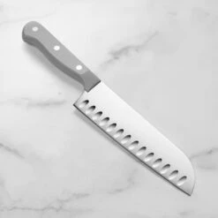 Wusthof Gourmet 7" Hollow Edge Santoku Knife, Grey Handle -Zwilling Shop DSC 2371