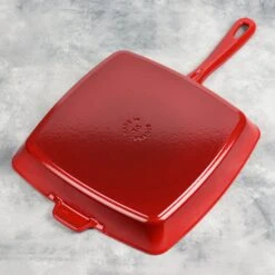 Staub 12" Cherry Red Square Grill Pan -Zwilling Shop DSC 2600 1