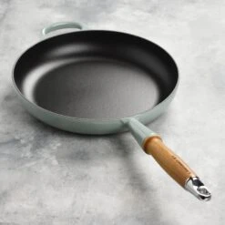 Le Creuset Cast Iron 10.25" Sea Salt Fry Pan With Wood Handle -Zwilling Shop DSC 2643