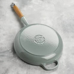 Le Creuset Cast Iron 10.25" Sea Salt Fry Pan With Wood Handle -Zwilling Shop DSC 2646