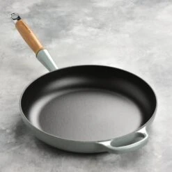 Le Creuset Cast Iron 10.25" Sea Salt Fry Pan With Wood Handle -Zwilling Shop DSC 2648